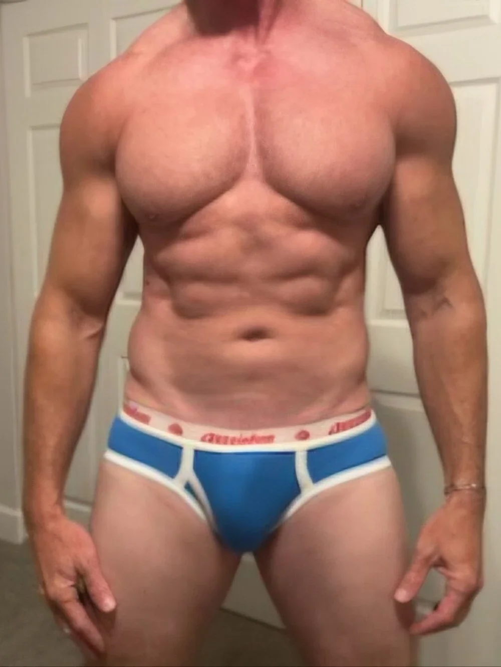 Men's Blue Briefs with White Contrast and Logo Waistband